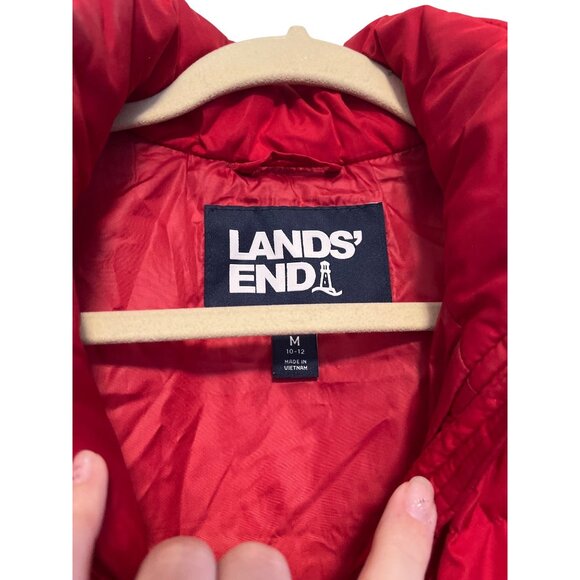 Lands End Womens Red Down Puffer Vest Size M Zipper Closure Lightweight Warm - Picture 4 of 6